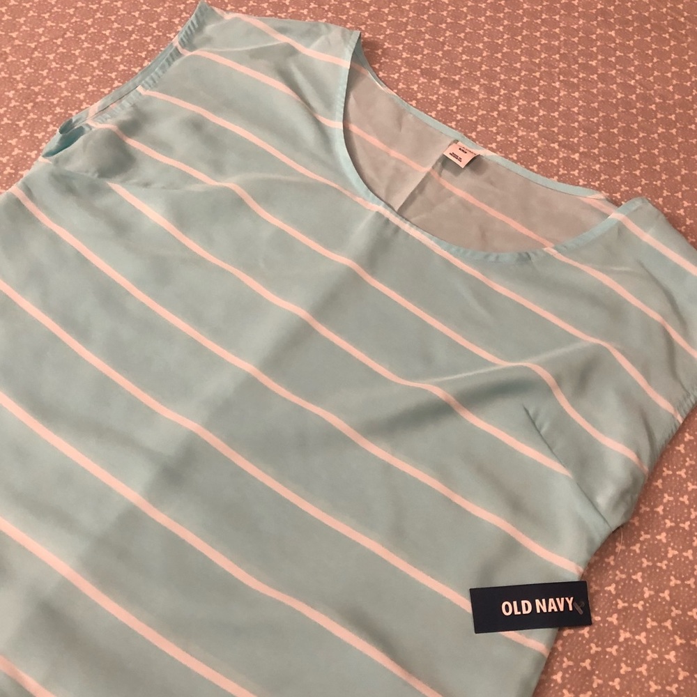 NWT Old Navy Aqua & White Striped Blouse